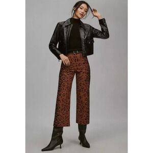 Anthropologie Maeve the Colette Wide-Leg Crop Pants Leopard 30